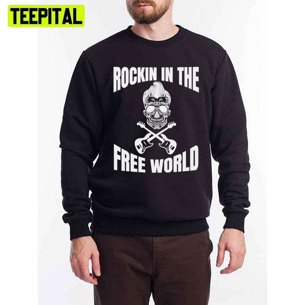 Cool Skull Rockin In The Free World Unisex T-Shirt Cool Skull Rockin In The Free World Unisex T-Shirt