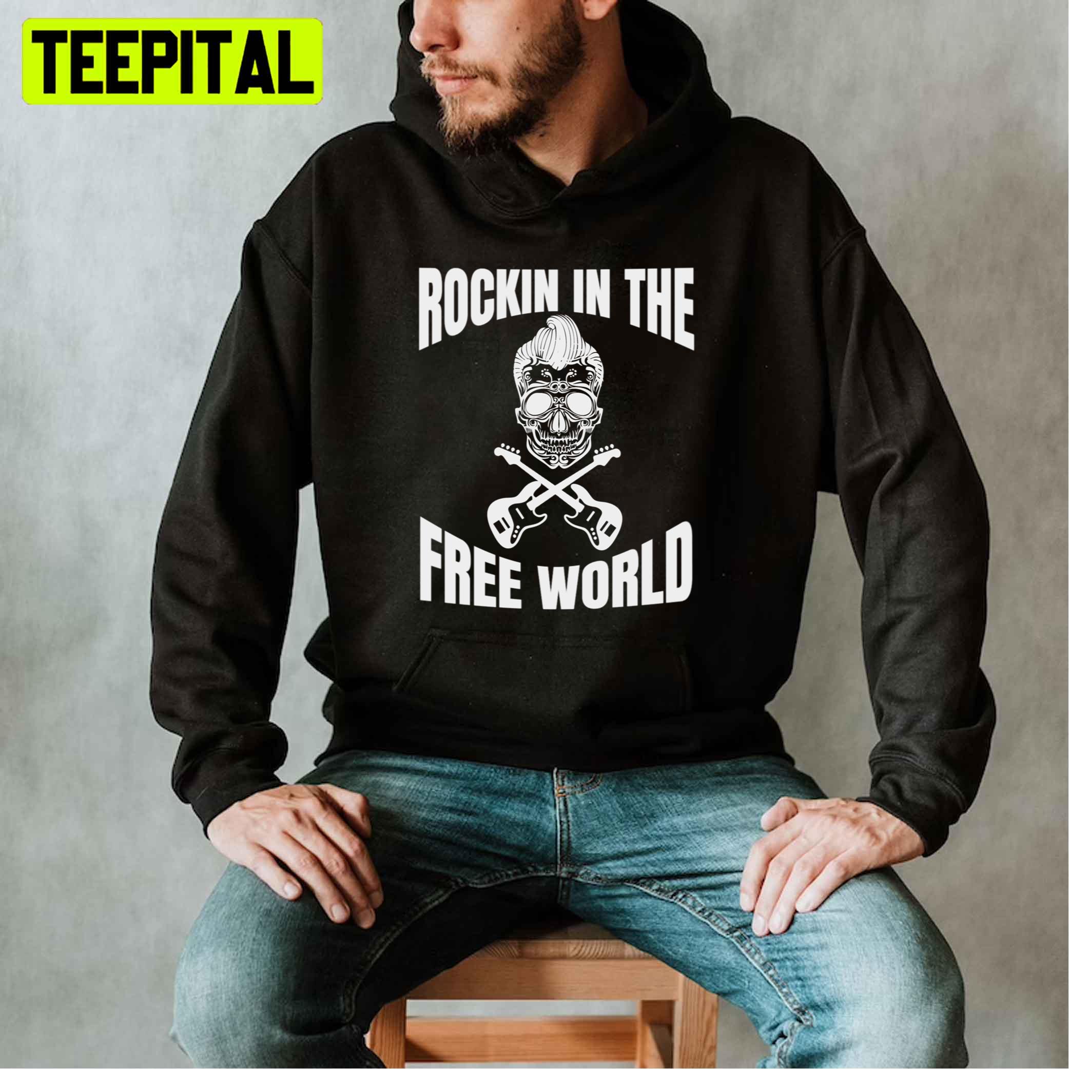 Cool Skull Rockin In The Free World Unisex T-Shirt Cool Skull Rockin In The Free World Unisex T-Shirt