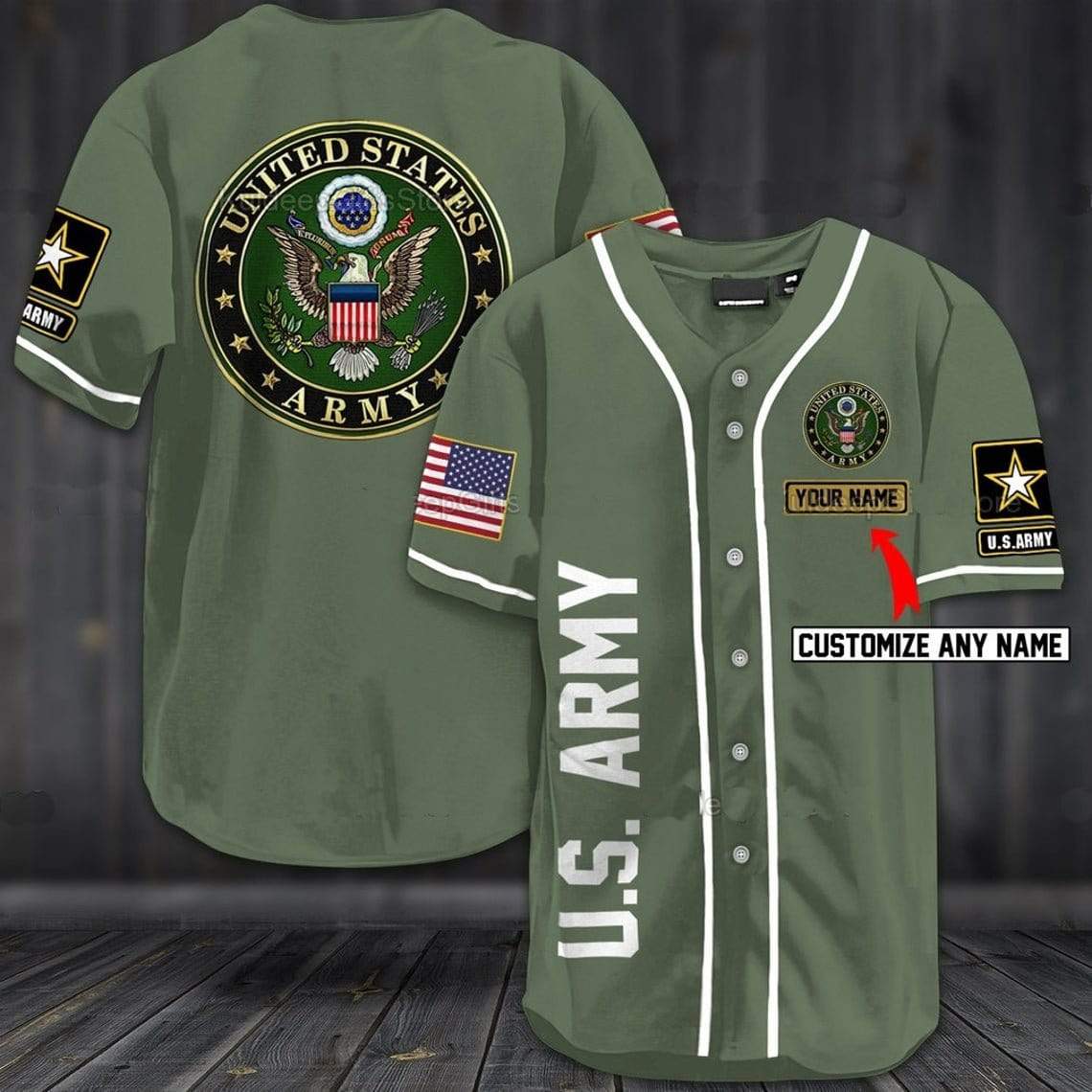 Custom Personalized Name Us Army Olive Baseball Jersey Custom Personalized Name Us Army Olive Baseball Jersey
