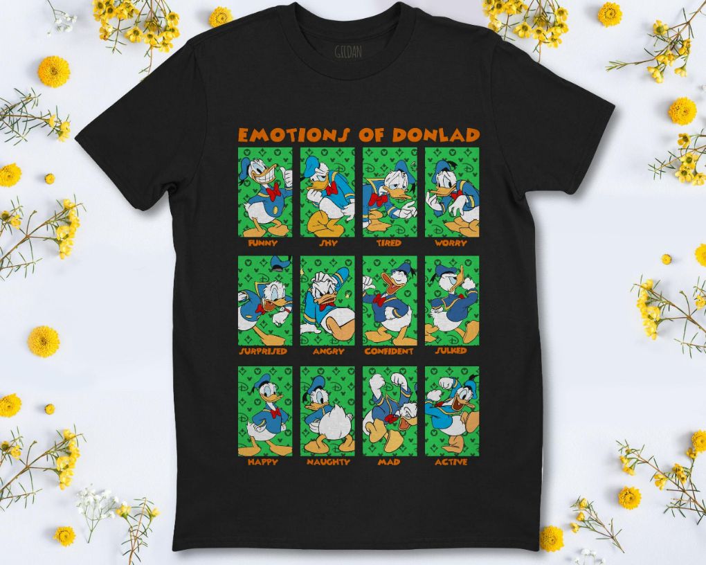 Disney Donald Emotions Of Donald Duck Funny Box Up Unisex T-Shirt Disney Donald Emotions Of Donald Duck Funny Box Up Unisex T-Shirt