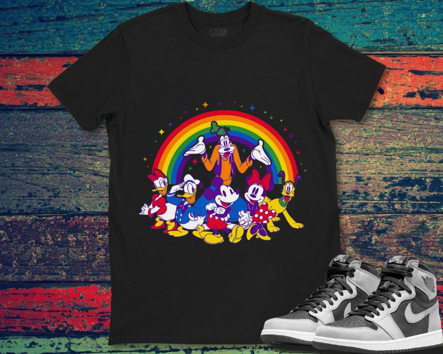 Disney Mickey Friends Group Pride Rainbow T-Shirt Disney Mickey Friends Group Pride Rainbow T-Shirt