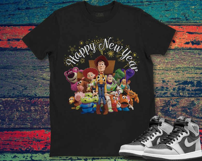 Disney Toy Story Happy New Year Unisex All Characters T-Shirt Disney Toy Story Happy New Year Unisex All Characters T-Shirt