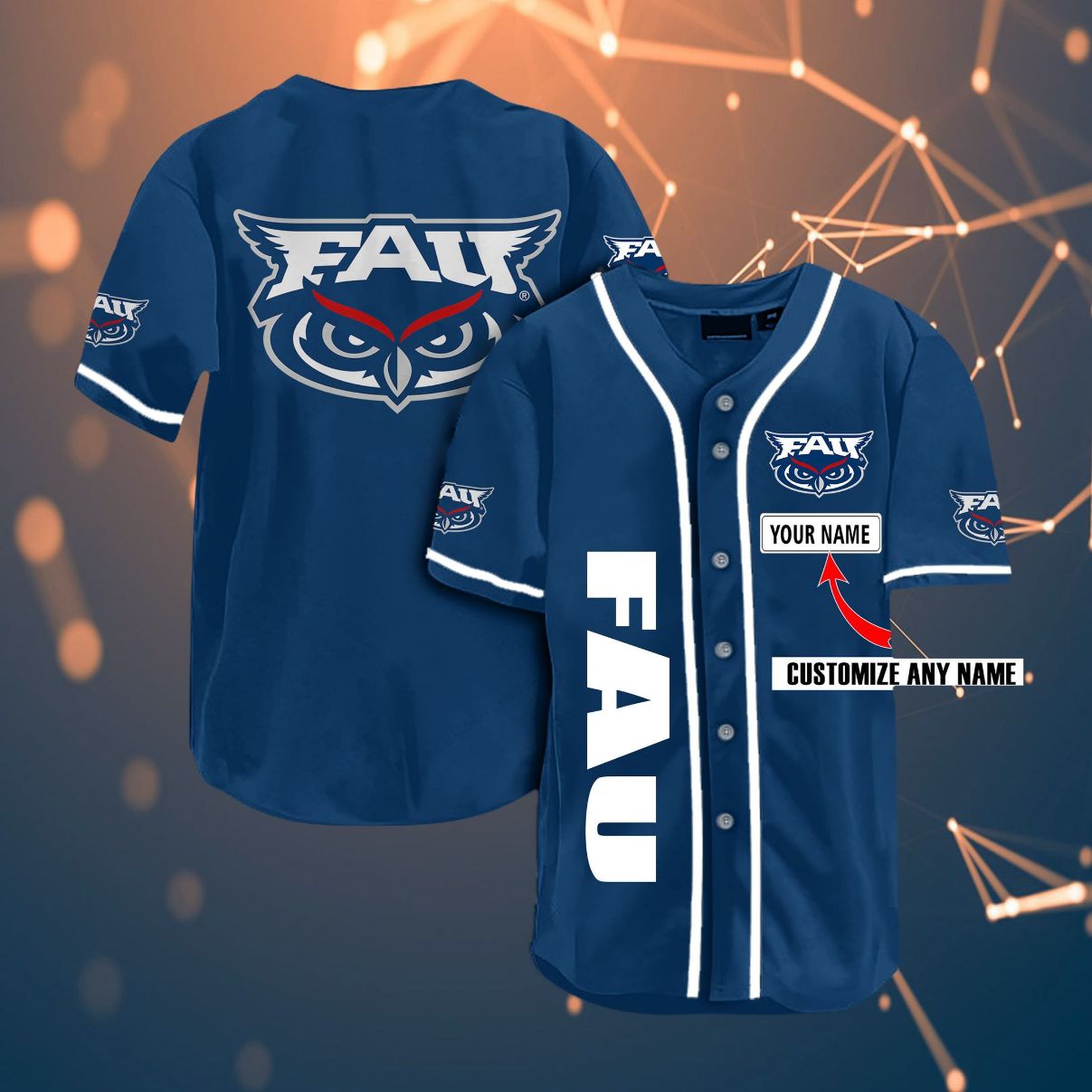 Florida Atlantic Personalized Name Ncaa Fans Team 3d Customization Gifts Baseball Jersey Florida Atlantic Personalized Name Ncaa Fans Team 3d Customization Gifts Baseball Jersey