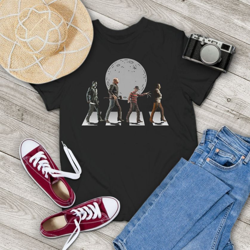 Funny Halloween Horror Characters Across The Road Vintage T-Shirt Funny Halloween Horror Characters Across The Road Vintage T-Shirt