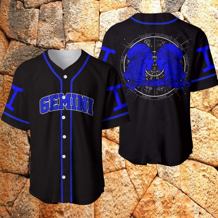 Gemini Zodiac Blue Black Personalized 3d Baseball Jersey Gemini Zodiac Blue Black Personalized 3d Baseball Jersey