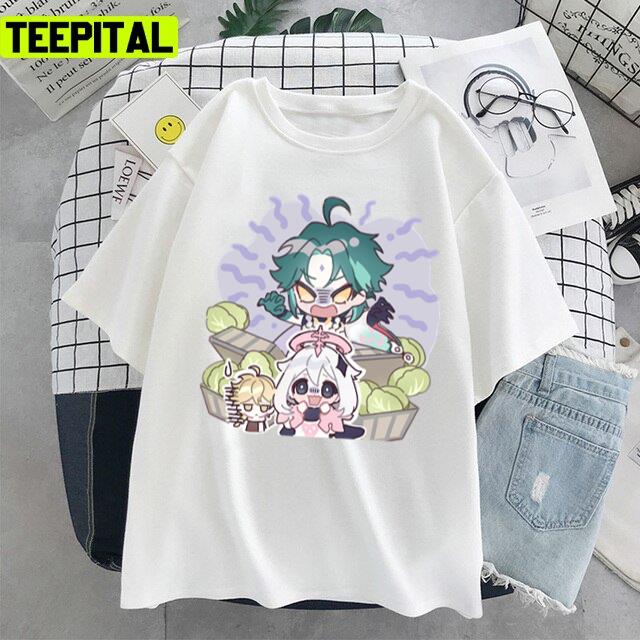 Genshin Impact Chibi Xiao And Paimon Unisex T-Shirt Genshin Impact Chibi Xiao And Paimon Unisex T-Shirt