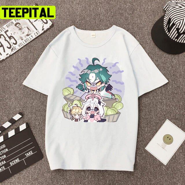 Genshin Impact Chibi Xiao And Paimon Unisex T-Shirt Genshin Impact Chibi Xiao And Paimon Unisex T-Shirt
