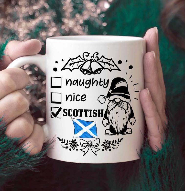 Gnomie Naughty Nice Scottish Premium Sublime Ceramic Coffee Mug White Gnomie Naughty Nice Scottish Premium Sublime Ceramic Coffee Mug White