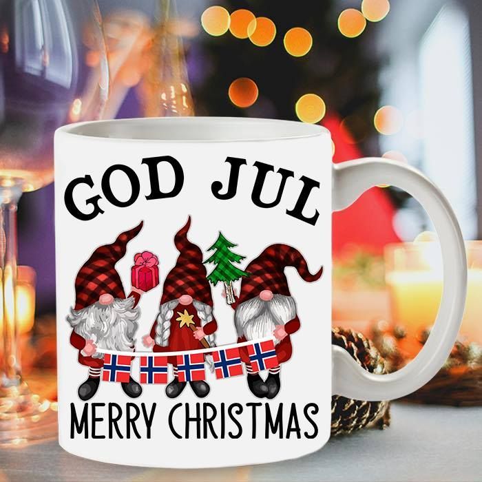 God Jul Gnomes Merry Christmas Premium Sublime Ceramic Coffee Mug White God Jul Gnomes Merry Christmas Premium Sublime Ceramic Coffee Mug White