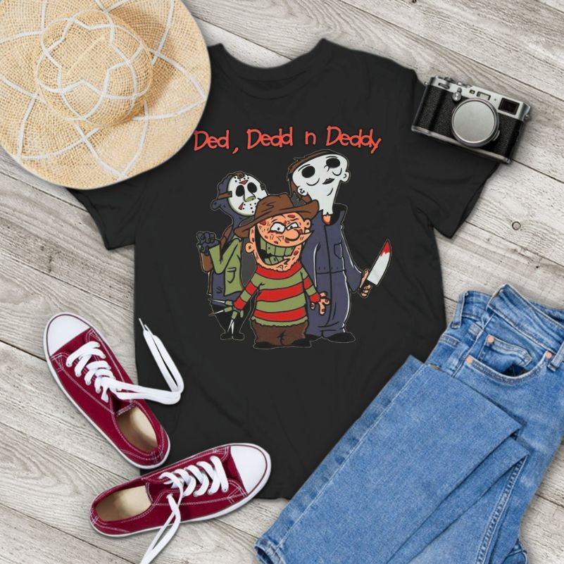 Horror Characters Jason Michael Freddy Ded Dedd N Deddy Vintage T-Shirt Horror Characters Jason Michael Freddy Ded Dedd N Deddy Vintage T-Shirt