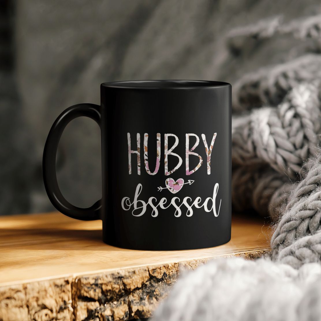 Hubby Obsessed Letter Print Ceramic Coffee Mug Hubby Obsessed Letter Print Ceramic Coffee Mug
