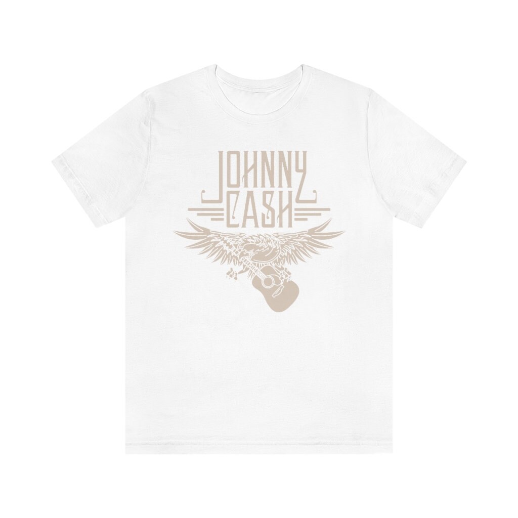 In White Backgroud Johnny Cash Unisex T-Shirt In White Backgroud Johnny Cash Unisex T-Shirt