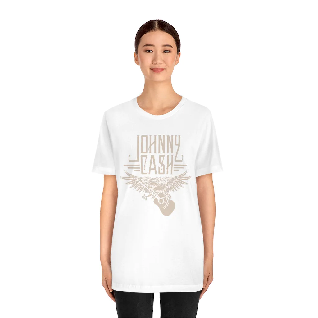 In White Backgroud Johnny Cash Unisex T-Shirt In White Backgroud Johnny Cash Unisex T-Shirt