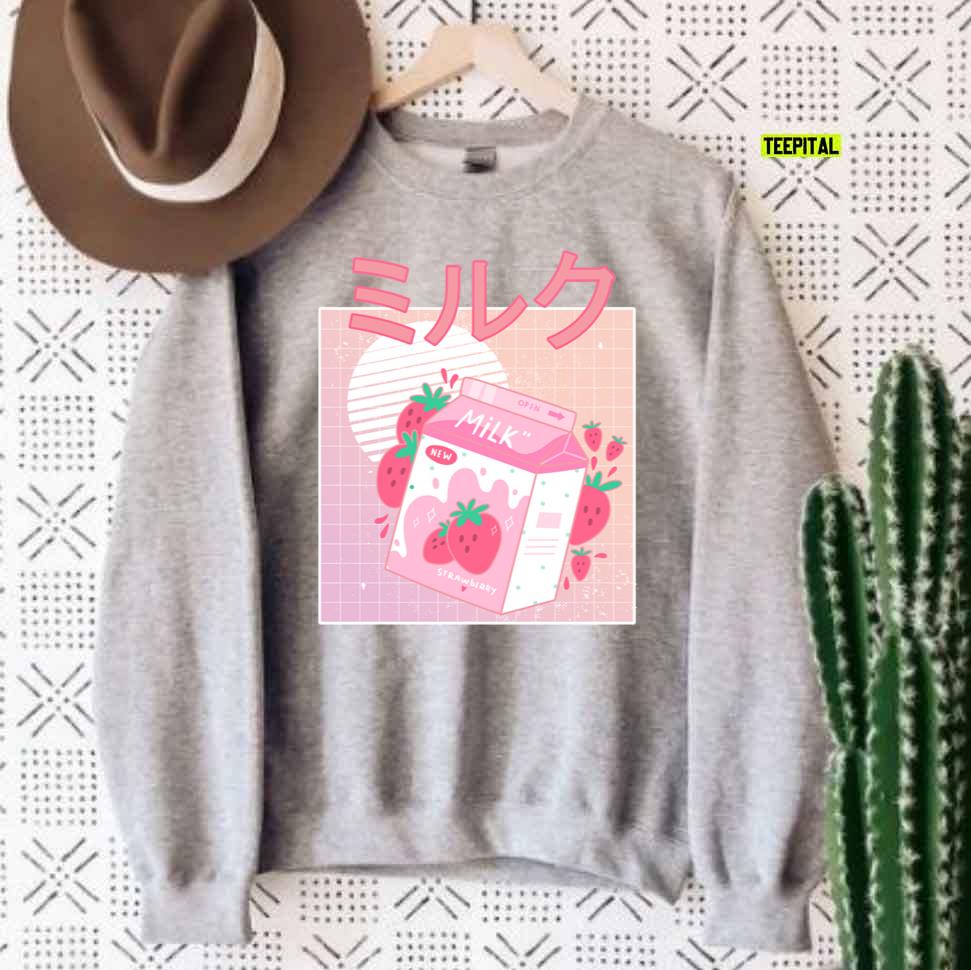 Japanese Aesthetics Kawaii Strawberry Milk Shake Unisex T-Shirt Japanese Aesthetics Kawaii Strawberry Milk Shake Unisex T-Shirt