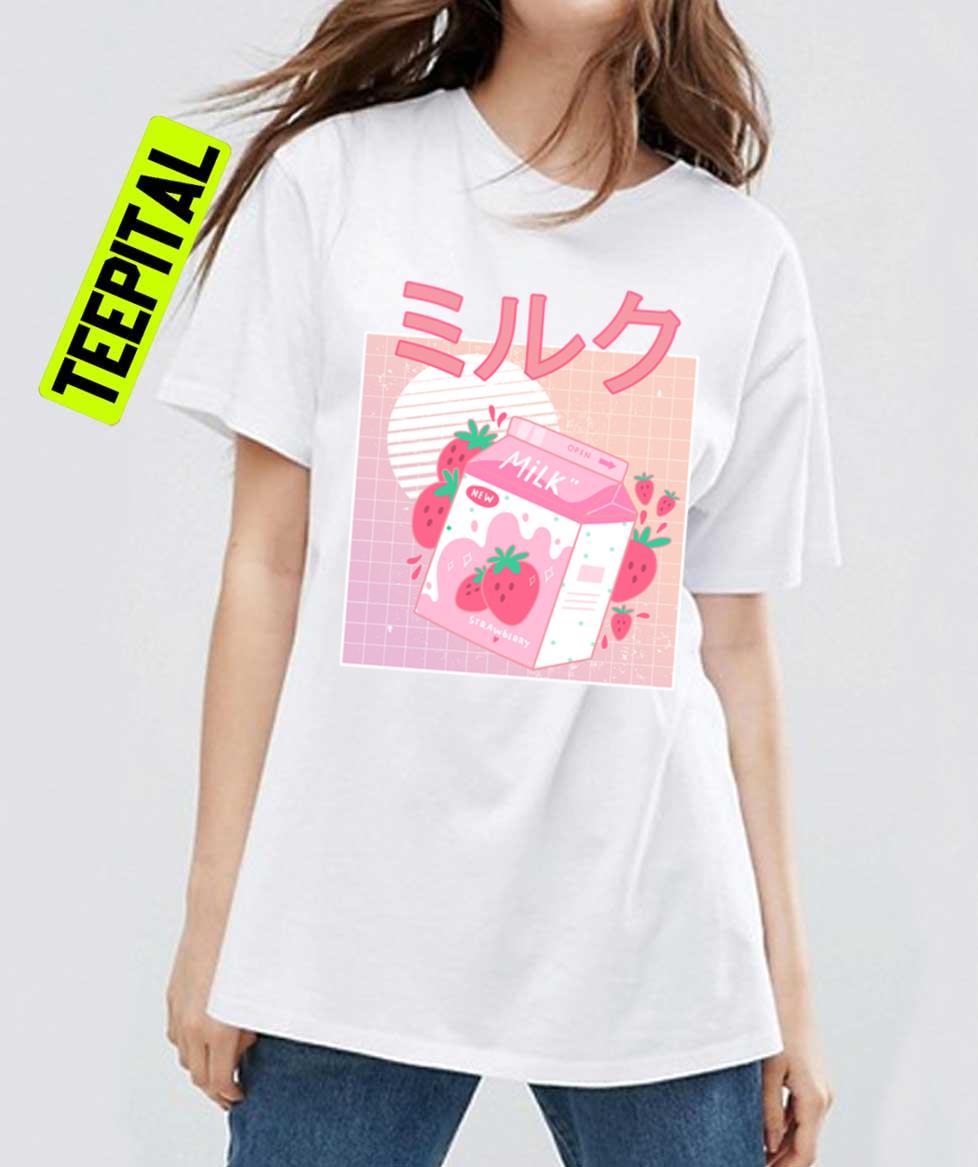 Japanese Aesthetics Kawaii Strawberry Milk Shake Unisex T-Shirt Japanese Aesthetics Kawaii Strawberry Milk Shake Unisex T-Shirt