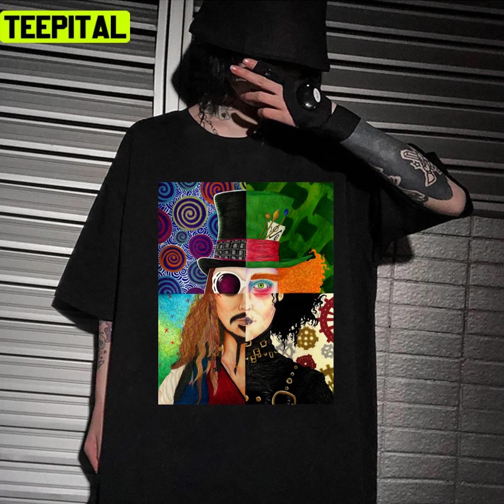 Johnny Depp Character Collage Deisgn Unisex T-Shirt Johnny Depp Character Collage Deisgn Unisex T-Shirt