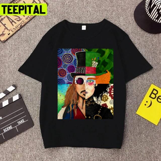 Johnny Depp Character Collage Deisgn Unisex T-Shirt Johnny Depp Character Collage Deisgn Unisex T-Shirt
