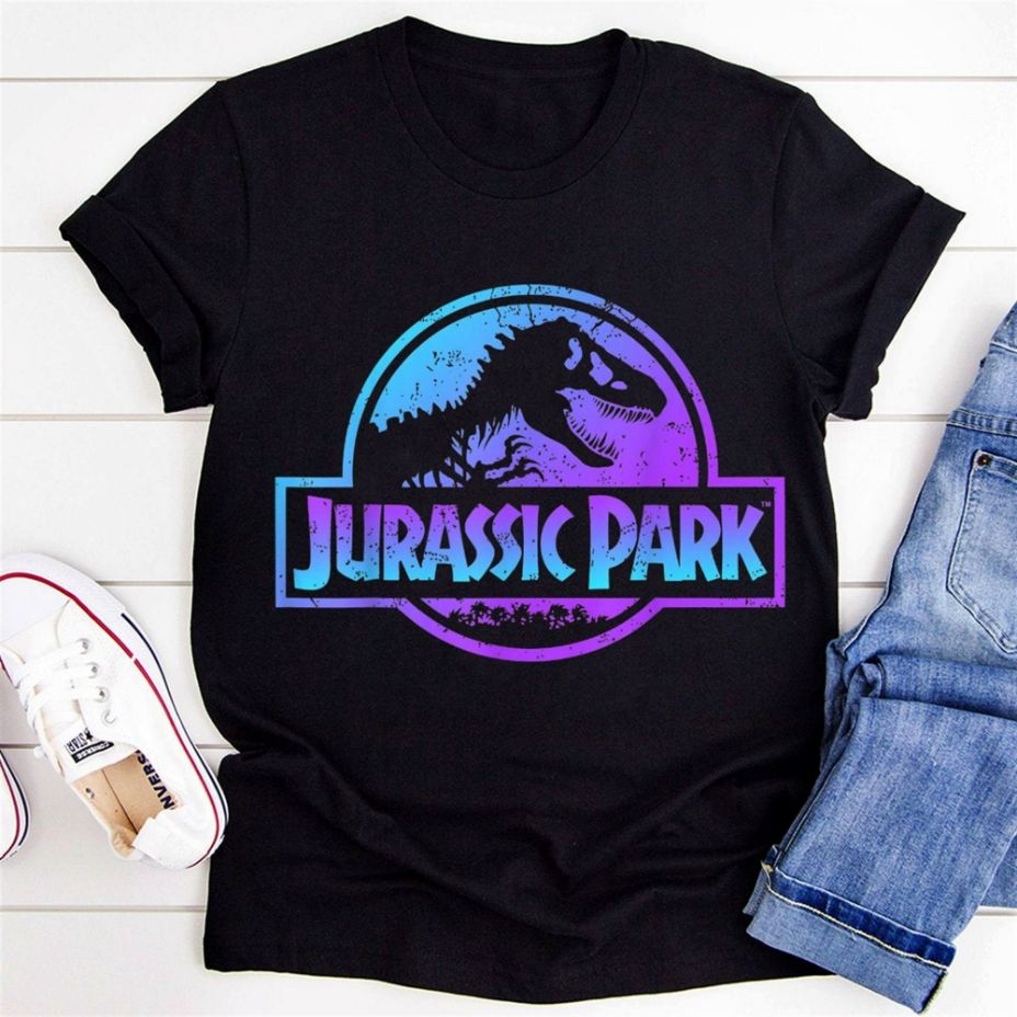 Jurassic Park Blue Purple Fossil Logo Graphic T-Shirt Jurassic Park Blue Purple Fossil Logo Graphic T-Shirt