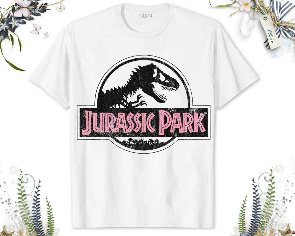 Jurassic Park Logo Pink Type Graphic T-Shirt Jurassic Park Logo Pink Type Graphic T-Shirt