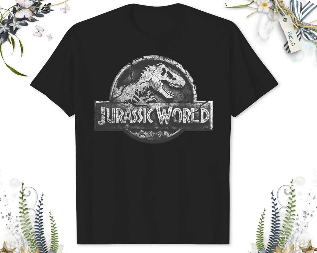 Jurassic World Two Distressed Stone Logo Graphic T-Shirt Jurassic World Two Distressed Stone Logo Graphic T-Shirt