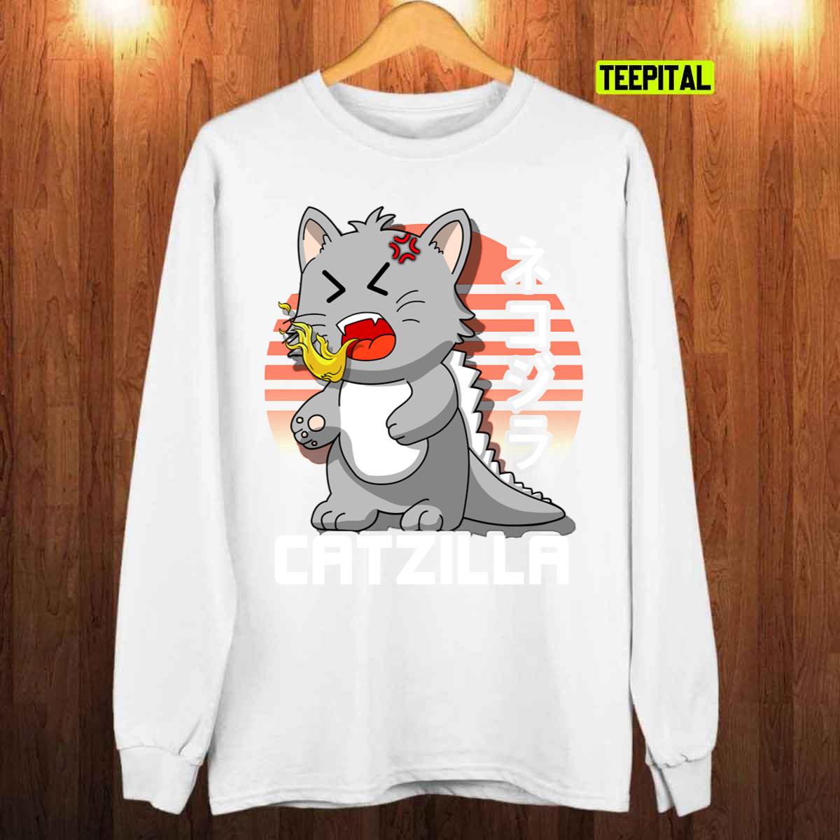 Kawaii Catzilla Japanese Sunset Unisex T-Shirt Kawaii Catzilla Japanese Sunset Unisex T-Shirt