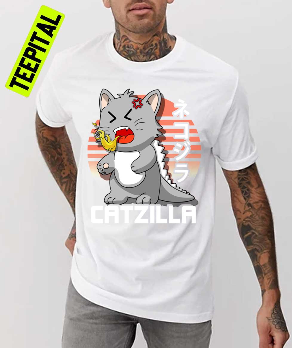 Kawaii Catzilla Japanese Sunset Unisex T-Shirt Kawaii Catzilla Japanese Sunset Unisex T-Shirt