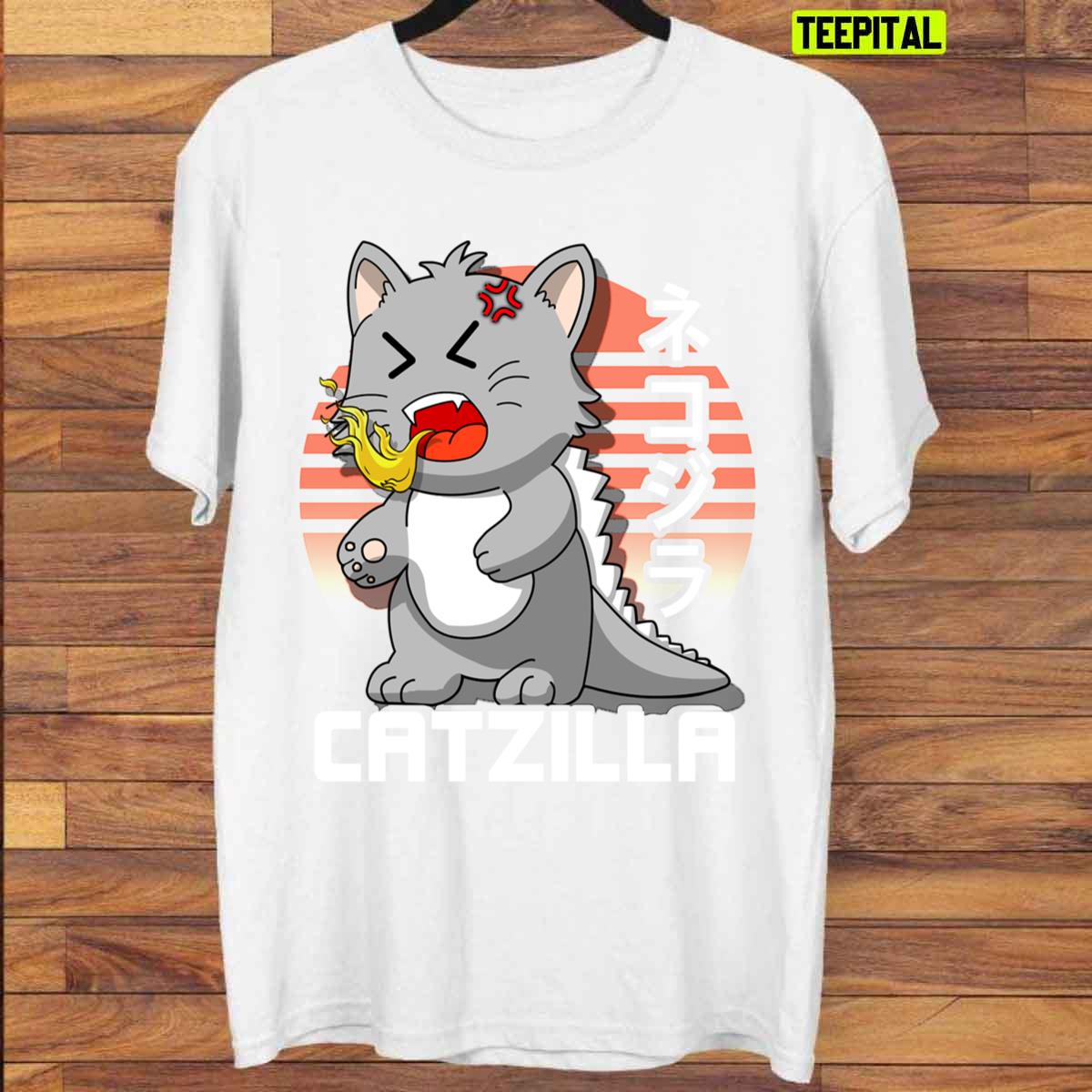 Kawaii Catzilla Japanese Sunset Unisex T-Shirt Kawaii Catzilla Japanese Sunset Unisex T-Shirt