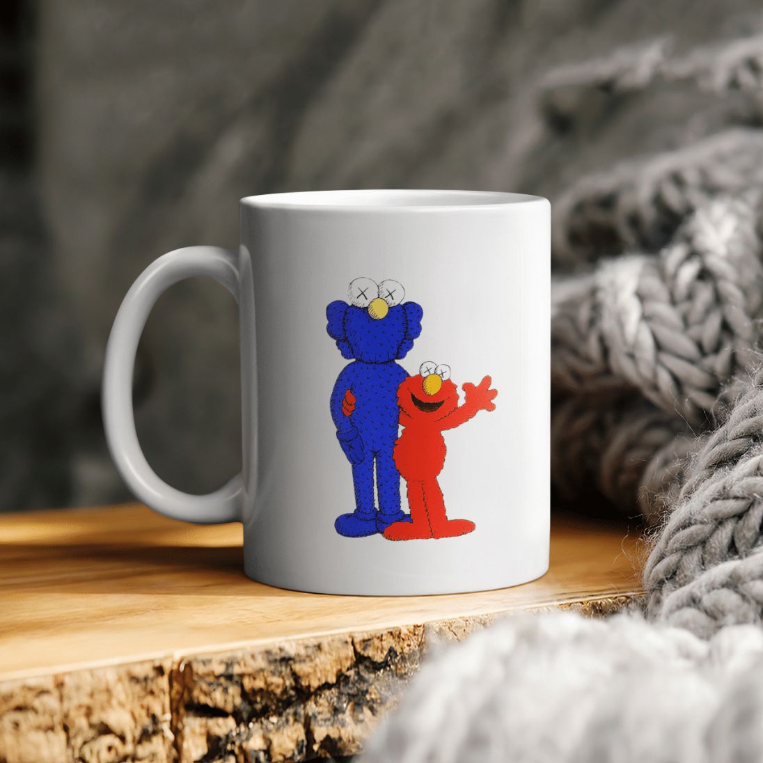 Kaws X Elmo And Cookie Monster Sesame Street Ceramic Coffee Mug Kaws X Elmo And Cookie Monster Sesame Street Ceramic Coffee Mug