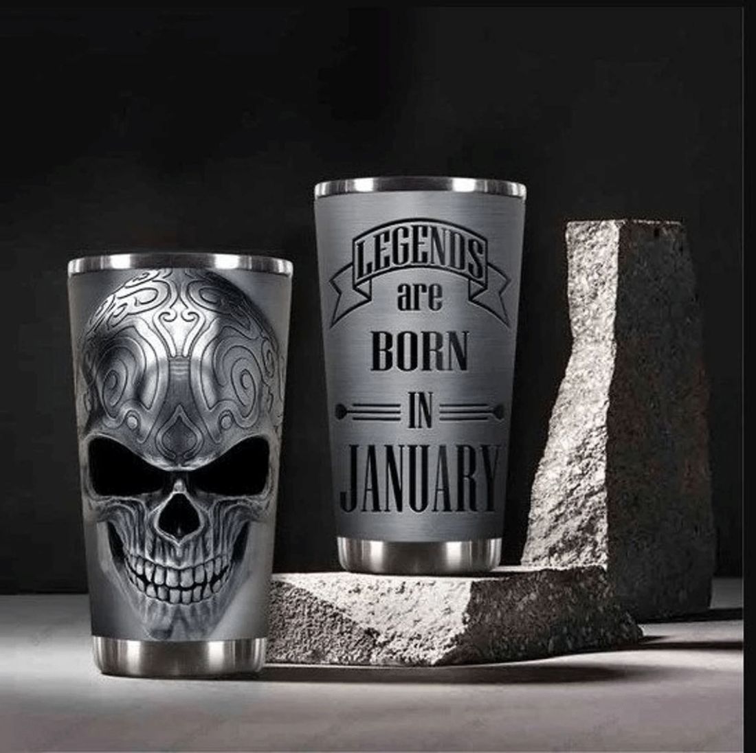 Legends Are Born In January Skull Stainless Steel Cup Legends Are Born In January Skull Stainless Steel Cup