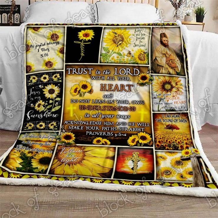 Let Your Faith Be Bigger Than Your Fear Sunflower Jesus Christ Quilt Blanket Let Your Faith Be Bigger Than Your Fear Sunflower Jesus Christ Quilt Blanket