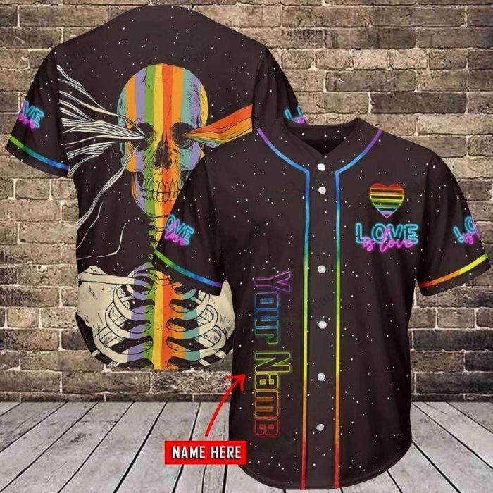Lgbt Skull Love Is Love Custom Personalized Name Baseball Jersey Lgbt Skull Love Is Love Custom Personalized Name Baseball Jersey