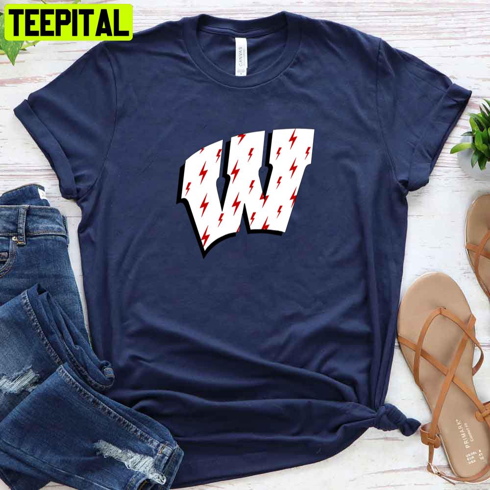 Lighting Bolt Wisconsin Badgers Logo Men's Basketball Unisex T-Shirt Lighting Bolt Wisconsin Badgers Logo Men's Basketball Unisex T-Shirt