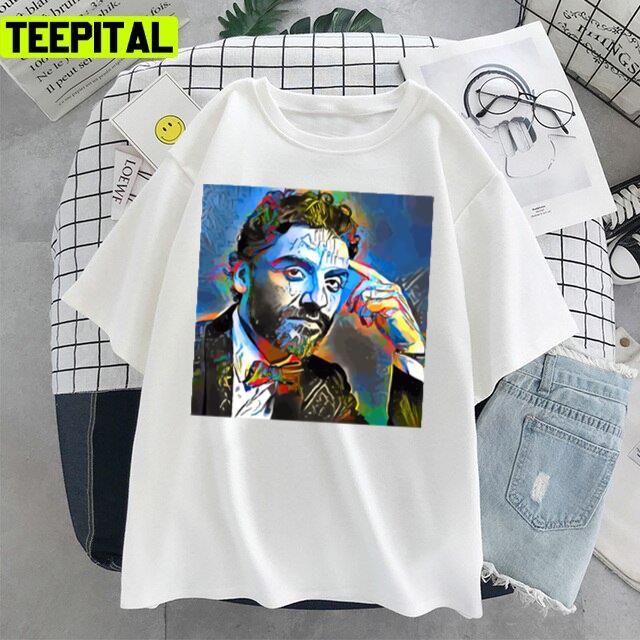 Line Color Oscar Isaac Portrait Design Unisex T-Shirt Line Color Oscar Isaac Portrait Design Unisex T-Shirt