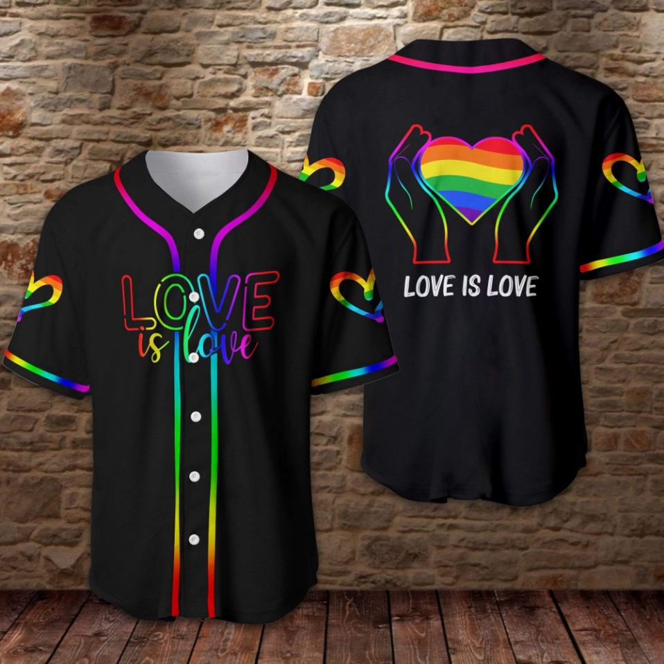 Love Is Love Lgbt Rainbow Neon Light Personalized 3d Baseball Jersey Love Is Love Lgbt Rainbow Neon Light Personalized 3d Baseball Jersey