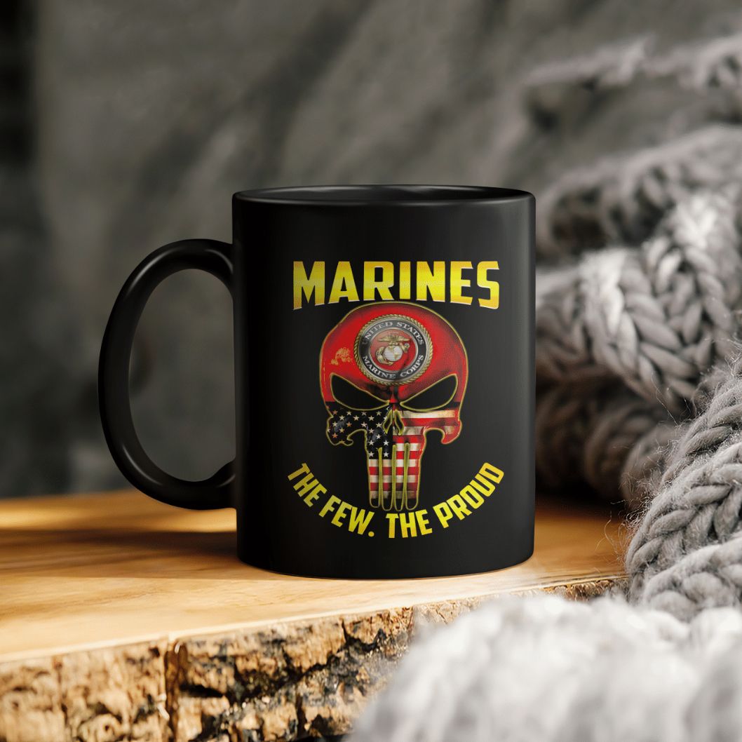 Marines The Few The Proud Skull American Flag Ceramic Coffee Mug Marines The Few The Proud Skull American Flag Ceramic Coffee Mug
