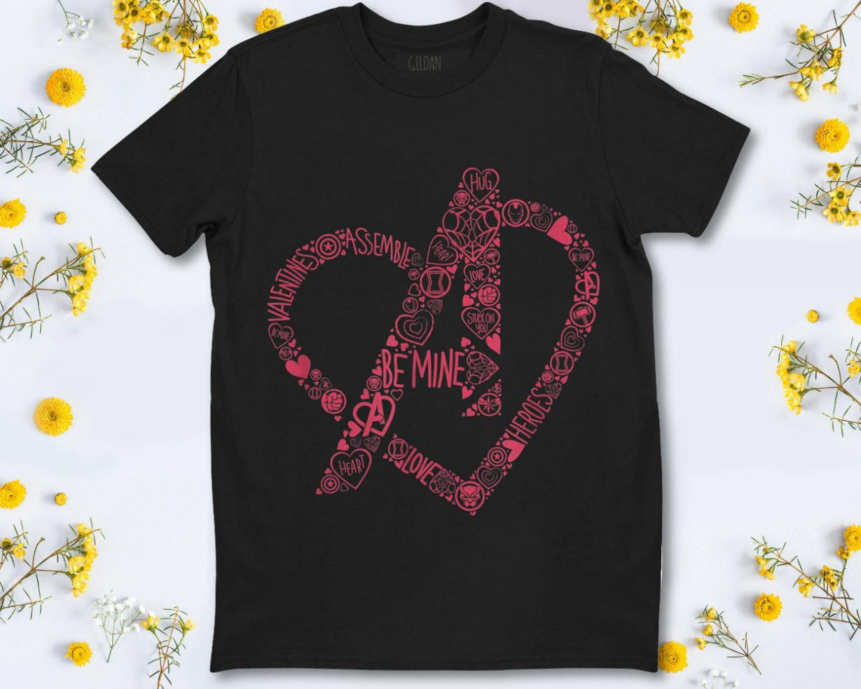 Marvel Avengers Heart Logo Valentines Day T-Shirt Marvel Avengers Heart Logo Valentines Day T-Shirt