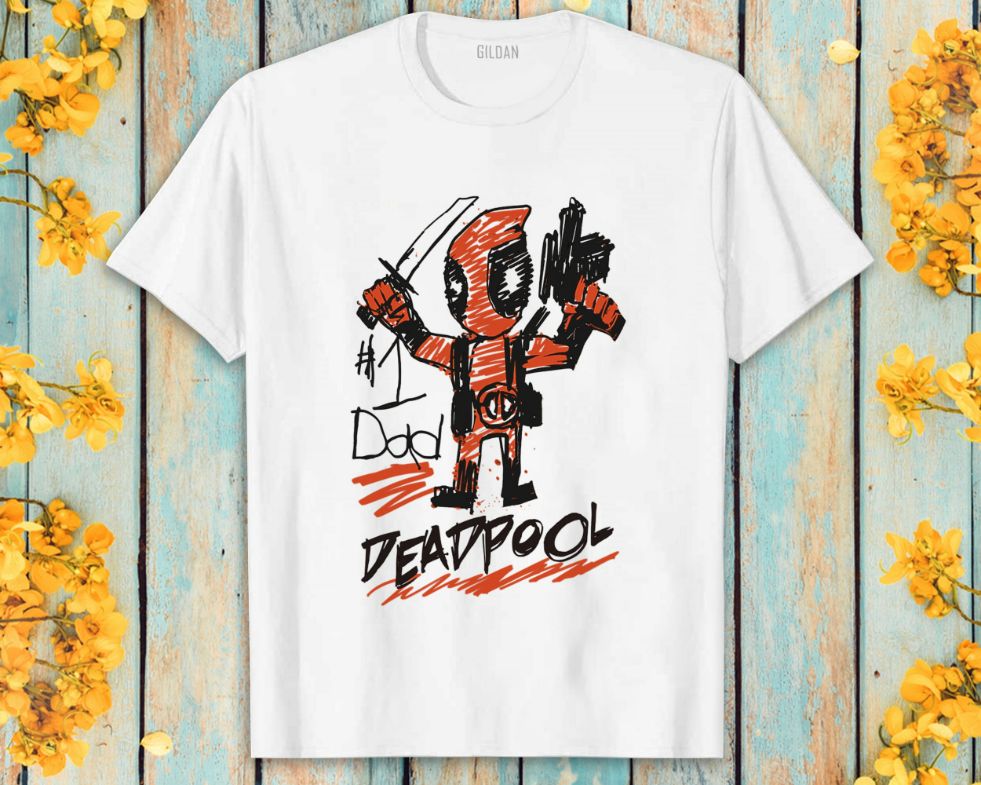 Marvel Deadpool 1 Dad Deadpool Sketch T-Shirt Marvel Deadpool 1 Dad Deadpool Sketch T-Shirt