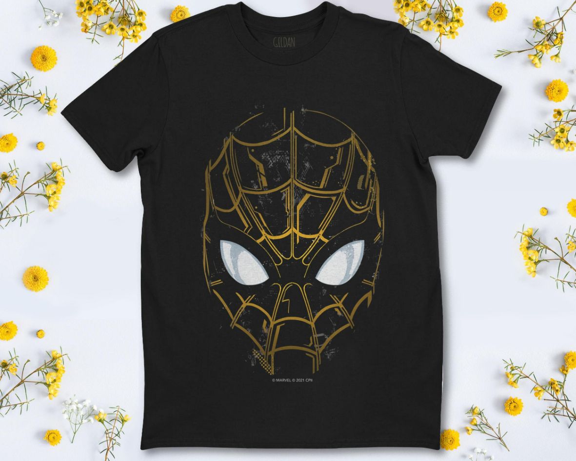 Marvel Spider-Man No Way Home Black and Gold Mask T-Shirt Marvel Spider-Man No Way Home Black and Gold Mask T-Shirt