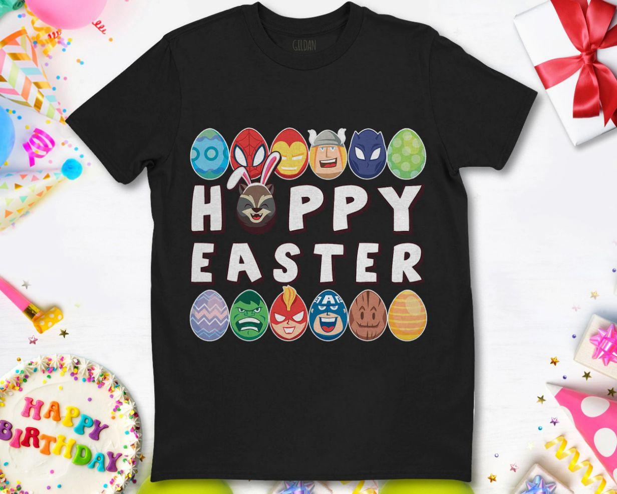 Marvel Super Heroes Easter Avengers Eggs Happy Easter Basket T-Shirt Marvel Super Heroes Easter Avengers Eggs Happy Easter Basket T-Shirt