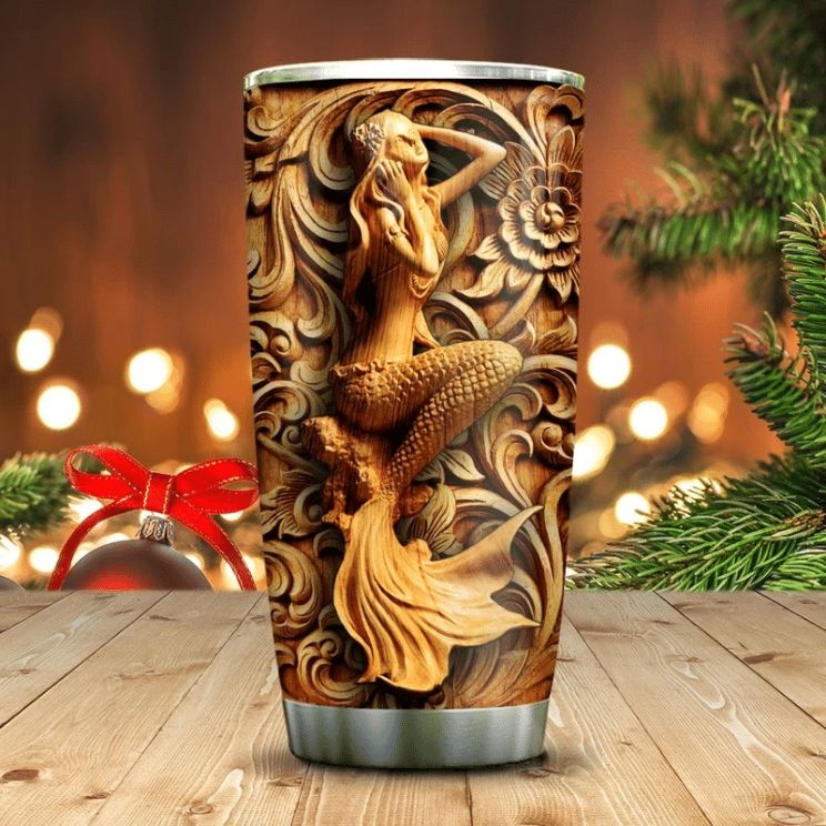 Mermaid Wooden Stainless Steel Cup Mermaid Wooden Stainless Steel Cup