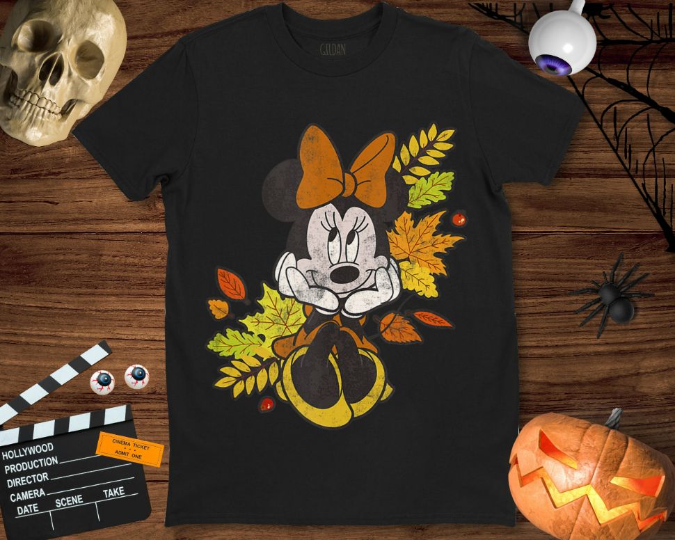 Minnie Mouse Disney Mickey And Friends Autumn Leaves Unisex Gift T-Shirt Minnie Mouse Disney Mickey And Friends Autumn Leaves Unisex Gift T-Shirt