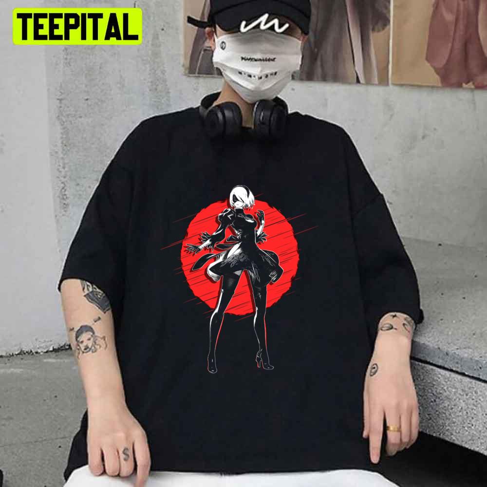 Moon With 2b NieR Automata Unisex T-Shirt Moon With 2b NieR Automata Unisex T-Shirt