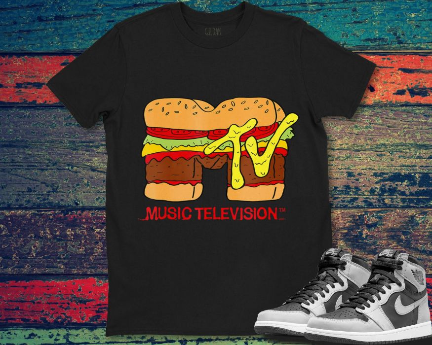 MTV Logo Hamburger Foodie Lover Music Television Unisex Gift T-Shirt MTV Logo Hamburger Foodie Lover Music Television Unisex Gift T-Shirt