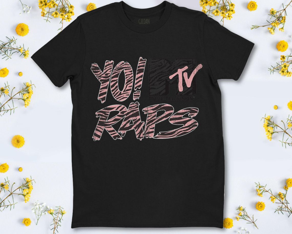 MTV Yo Raps Pink Zebra Pattern Graphic T-Shirt MTV Yo Raps Pink Zebra Pattern Graphic T-Shirt