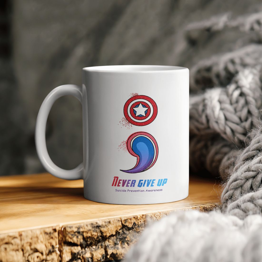 Never Give Up Suicide Prevention Awareness Captain America Ceramic Coffee Mug Never Give Up Suicide Prevention Awareness Captain America Ceramic Coffee Mug
