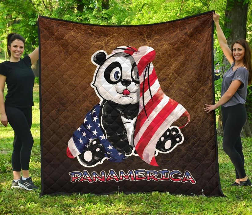 Panda Us Flag Panamerica Quilt Blanket Panda Us Flag Panamerica Quilt Blanket