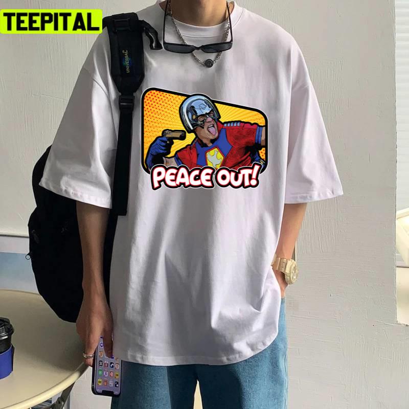 Peacemaker 'peace Out' Costume Retro Unisex T-Shirt Peacemaker 'peace Out' Costume Retro Unisex T-Shirt