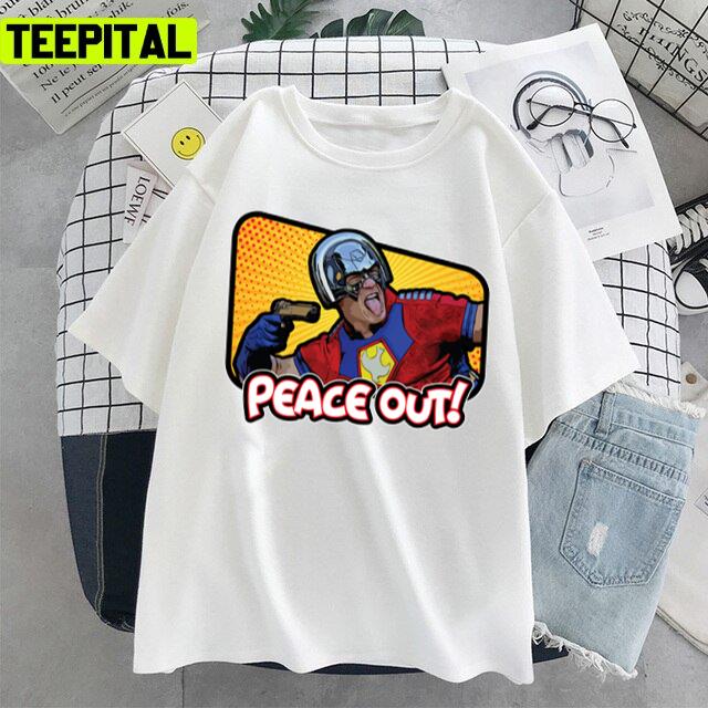 Peacemaker 'peace Out' Costume Retro Unisex T-Shirt Peacemaker 'peace Out' Costume Retro Unisex T-Shirt