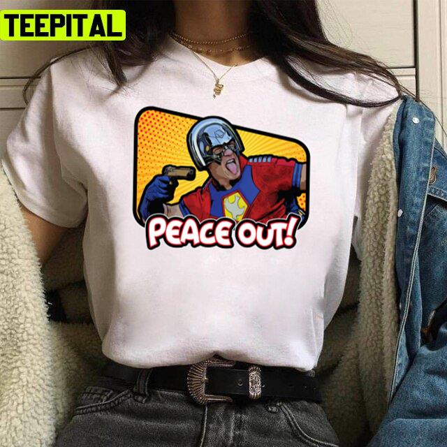 Peacemaker 'peace Out' Costume Retro Unisex T-Shirt Peacemaker 'peace Out' Costume Retro Unisex T-Shirt