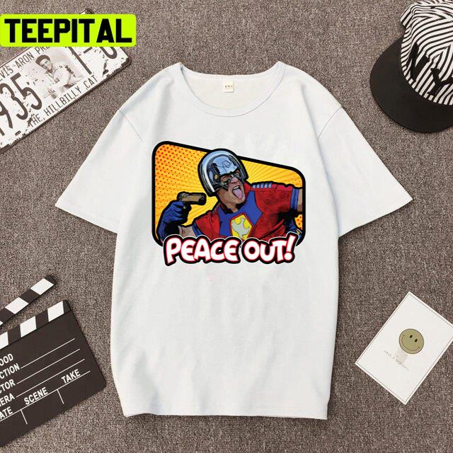 Peacemaker 'peace Out' Costume Retro Unisex T-Shirt Peacemaker 'peace Out' Costume Retro Unisex T-Shirt